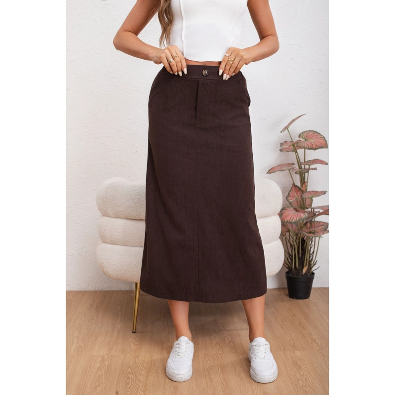 FALDA LARGA MUJER COTELE FULL ELASTICADA MODA 0122 - 1
