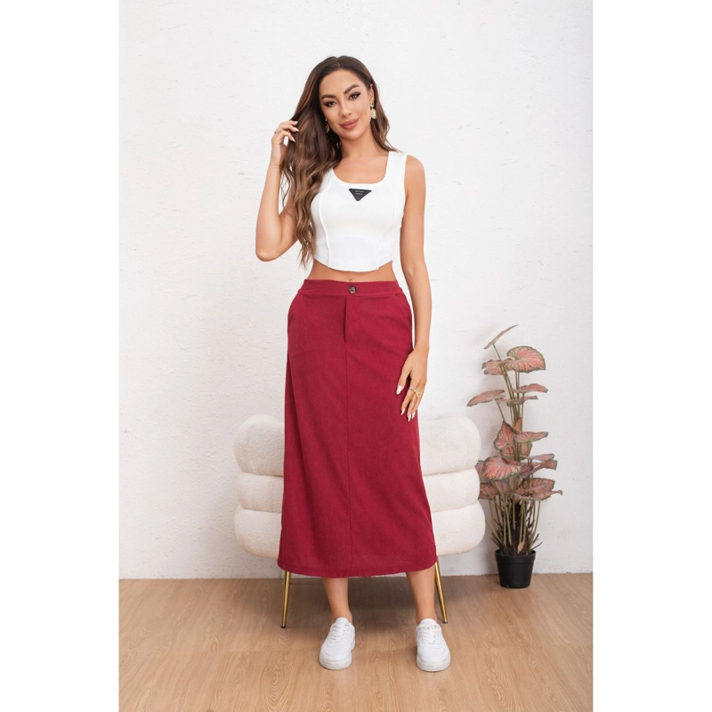 FALDA LARGA MUJER COTELE FULL ELASTICADA MODA 0122 - 2