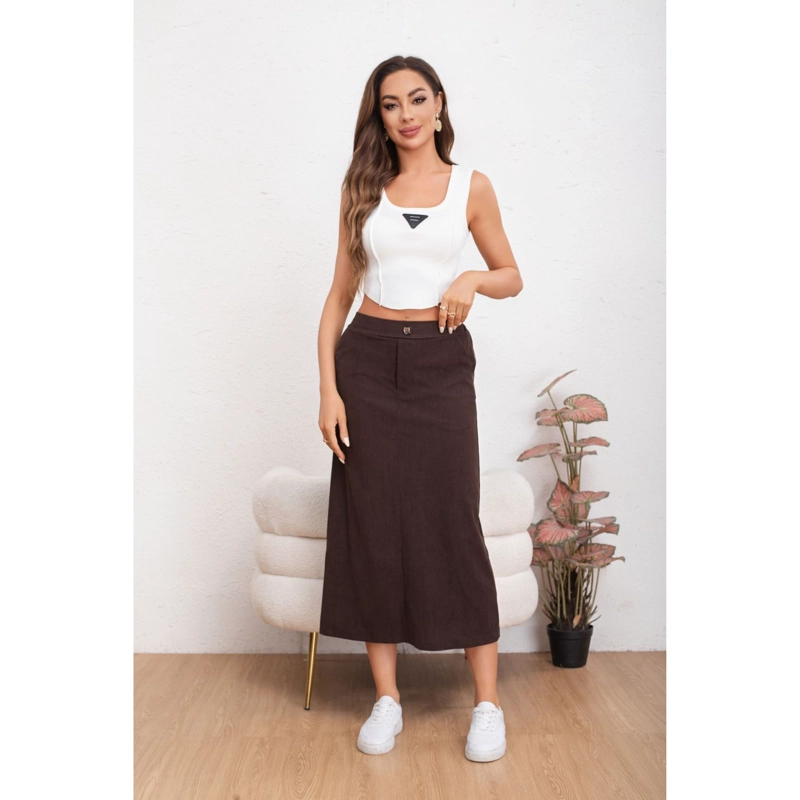 FALDA LARGA MUJER COTELE FULL ELASTICADA MODA 0122 - 2