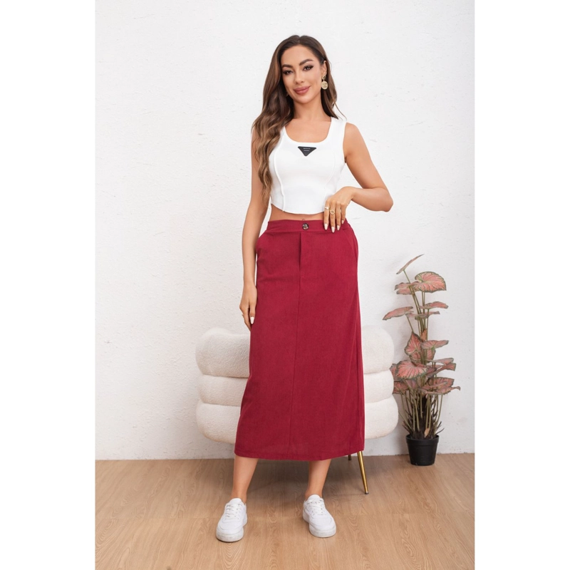 FALDA LARGA MUJER COTELE FULL ELASTICADA MODA 0122 - 3