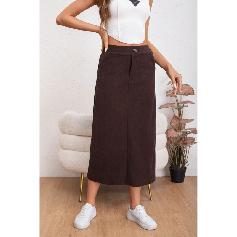 FALDA LARGA MUJER COTELE FULL ELASTICADA MODA 0122 - 3