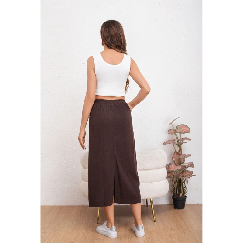 FALDA LARGA MUJER COTELE FULL ELASTICADA MODA 0122 - 4