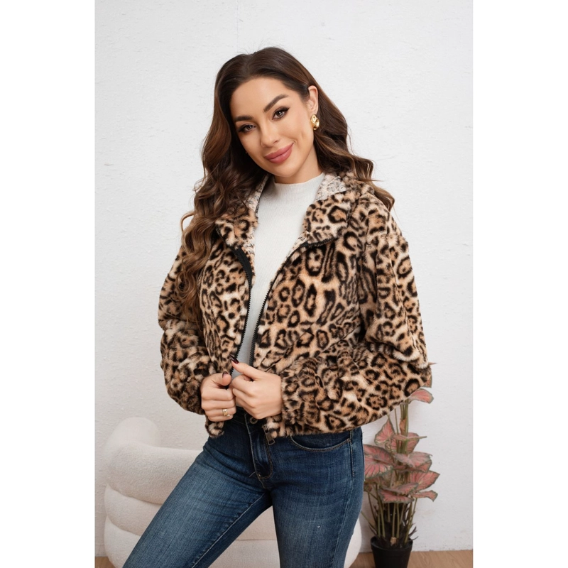 CHAQUETA CORTA MUJER MANGA LARGA PELUDA ANIMAL PRINT 6096 - 1