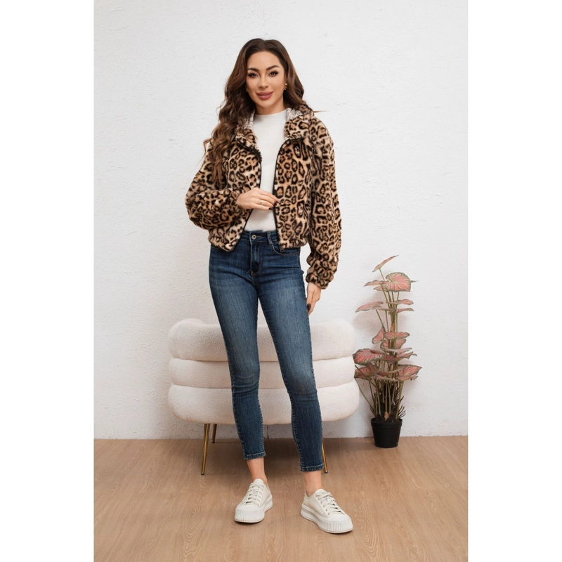CHAQUETA CORTA MUJER MANGA LARGA PELUDA ANIMAL PRINT 6096 - 2