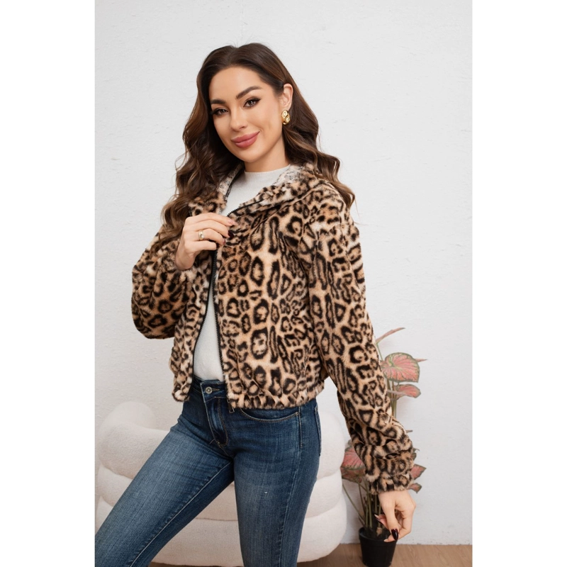 CHAQUETA CORTA MUJER MANGA LARGA PELUDA ANIMAL PRINT 6096 - 3