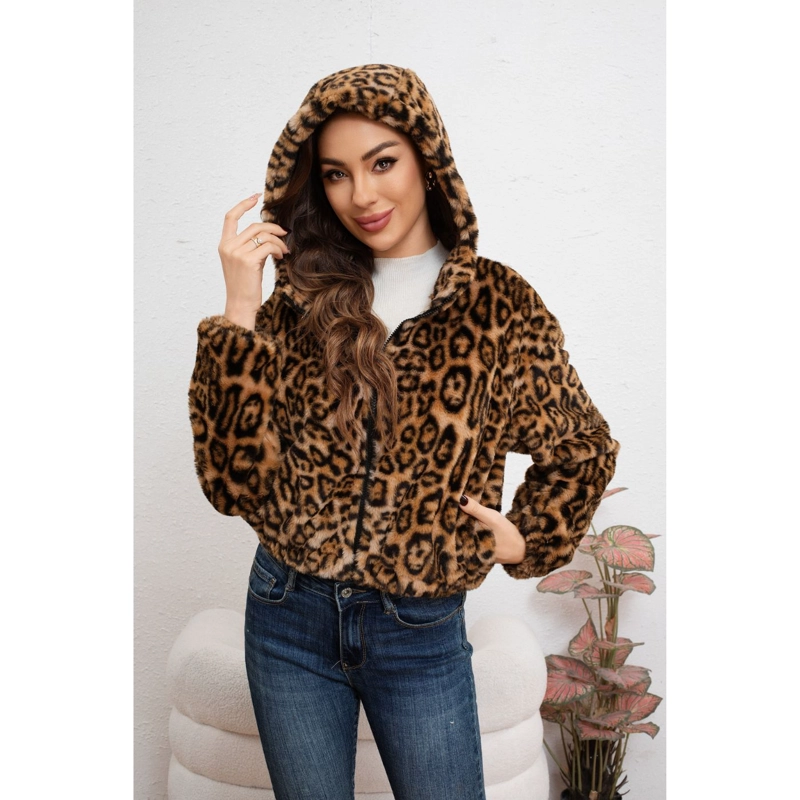CHAQUETA CORTA MUJER MANGA LARGA PELUDA ANIMAL PRINT 6096 - 3