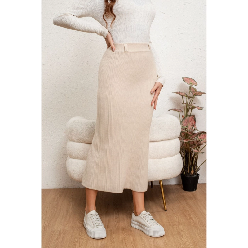 FALDA LARGA MUJER LANILLA ACANALADA FULL ELASTICADA LISA 5059 - 2