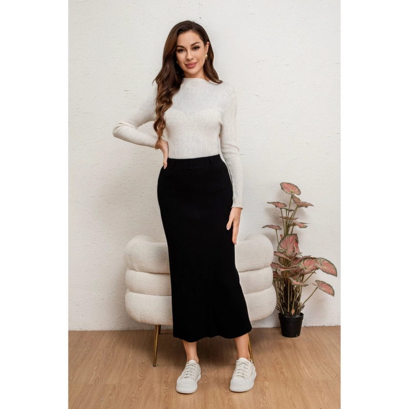 FALDA LARGA MUJER LANILLA ACANALADA FULL ELASTICADA LISA 5059 - 2