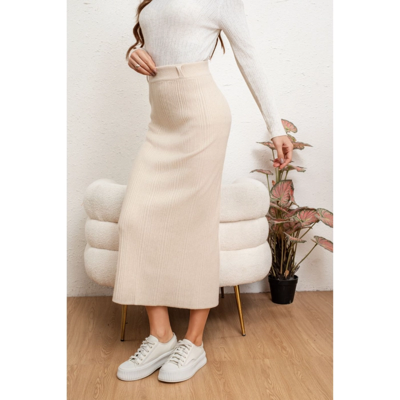 FALDA LARGA MUJER LANILLA ACANALADA FULL ELASTICADA LISA 5059 - 3