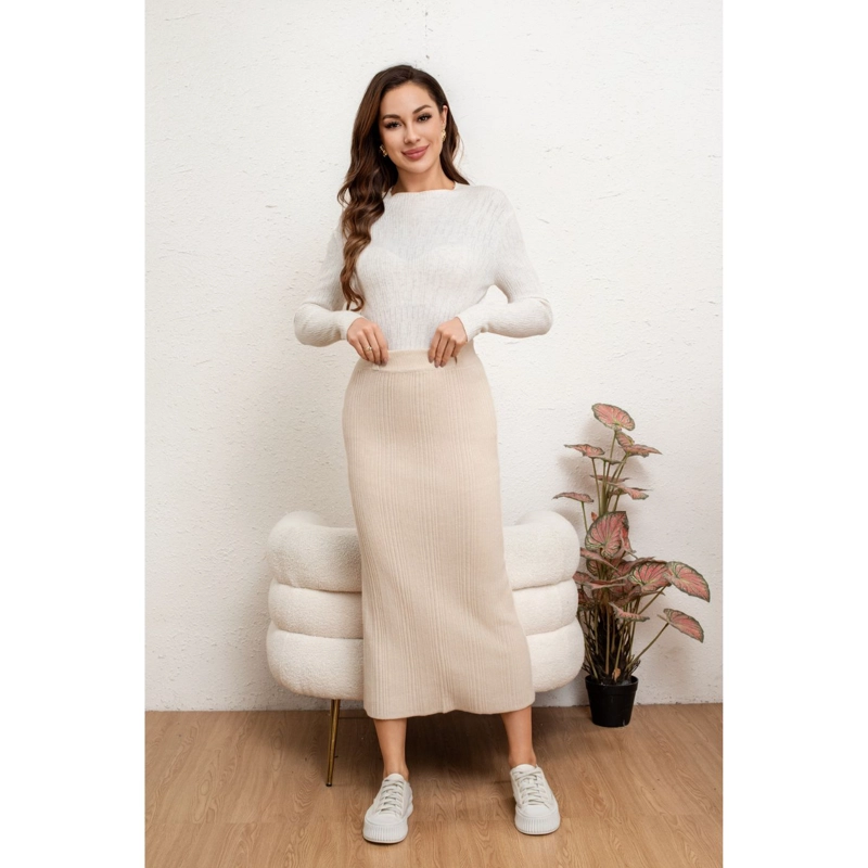 FALDA LARGA MUJER LANILLA ACANALADA FULL ELASTICADA LISA 5059 - 4