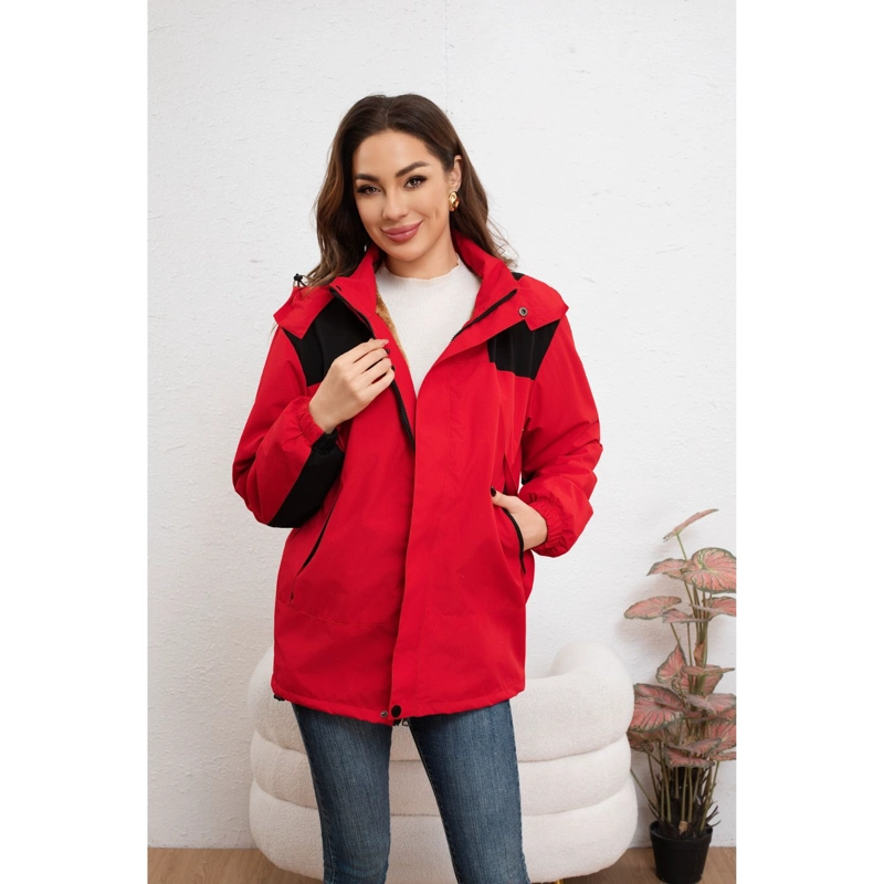 CHAQUETA MUJER CORTAVIENTO IMPERMEABLE FORRO INTERIOR PIEL CAPUCHA 007 - 1