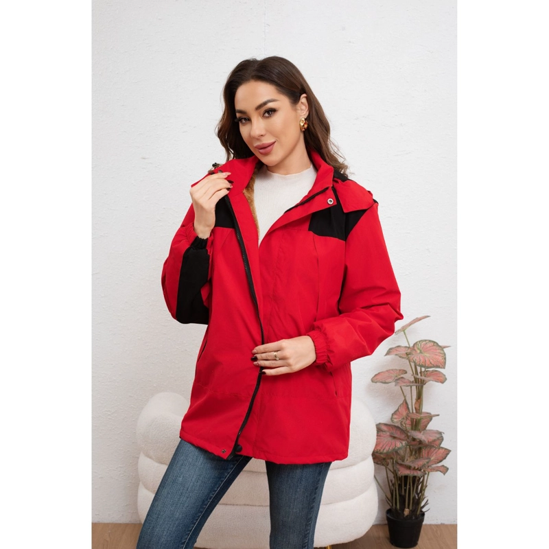 CHAQUETA MUJER CORTAVIENTO IMPERMEABLE FORRO INTERIOR PIEL CAPUCHA 007 - 2