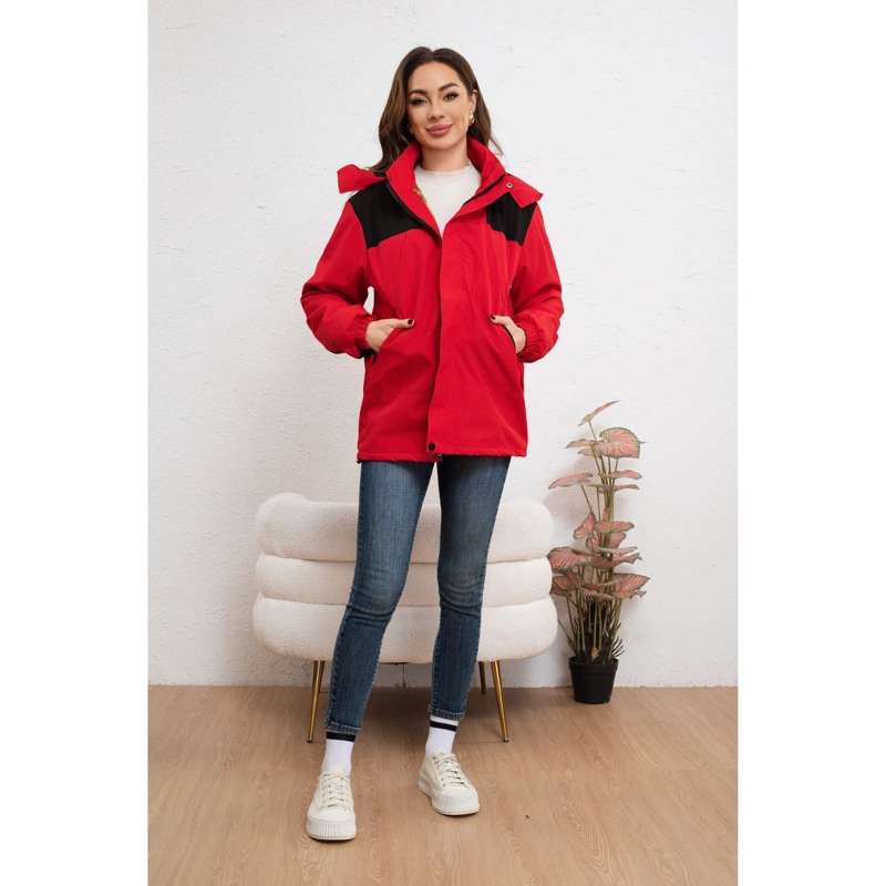 CHAQUETA MUJER CORTAVIENTO IMPERMEABLE FORRO INTERIOR PIEL CAPUCHA 007 - 4