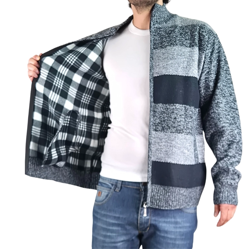 CHALECO SWEATER HOMBRE FRISADO CUELLO ALTO CIERRE COMPLETO 2115 - 2