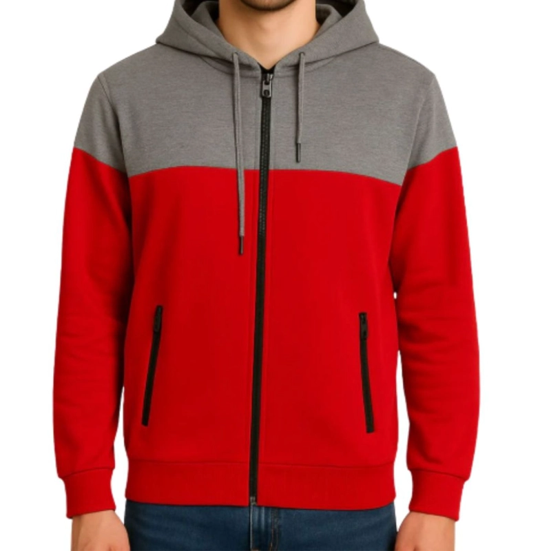 POLERON HOMBRE INVIERNO FRISADO CON GORRO BI-COLOR CIERRE 9264 - 2