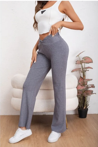 PANTALON MUJER TIPO CALZA FLARE LANILLA TIRO ALTO FULL ELASTICADO 5064 - 1