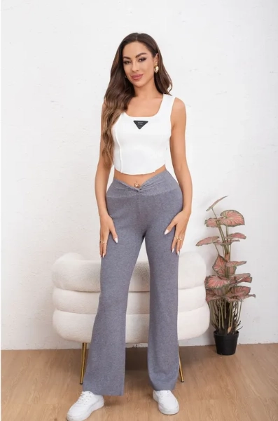 PANTALON MUJER TIPO CALZA FLARE LANILLA TIRO ALTO FULL ELASTICADO 5064 - 2