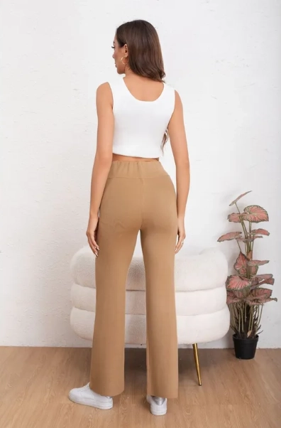 PANTALON MUJER TIPO CALZA FLARE LANILLA TIRO ALTO FULL ELASTICADO 5064 - 3