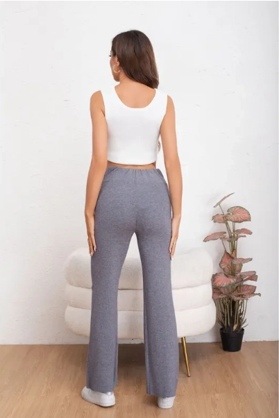 PANTALON MUJER TIPO CALZA FLARE LANILLA TIRO ALTO FULL ELASTICADO 5064 - 3
