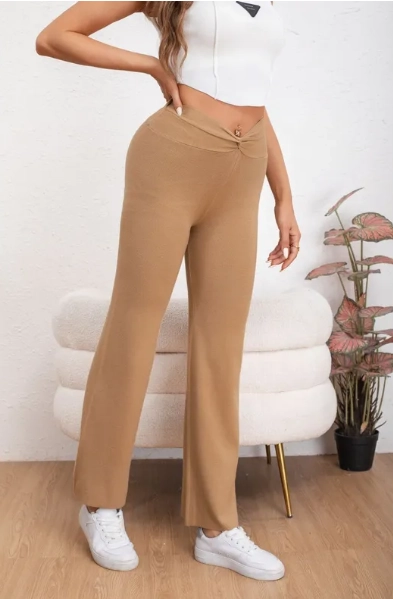 PANTALON MUJER TIPO CALZA FLARE LANILLA TIRO ALTO FULL ELASTICADO 5064 - 4