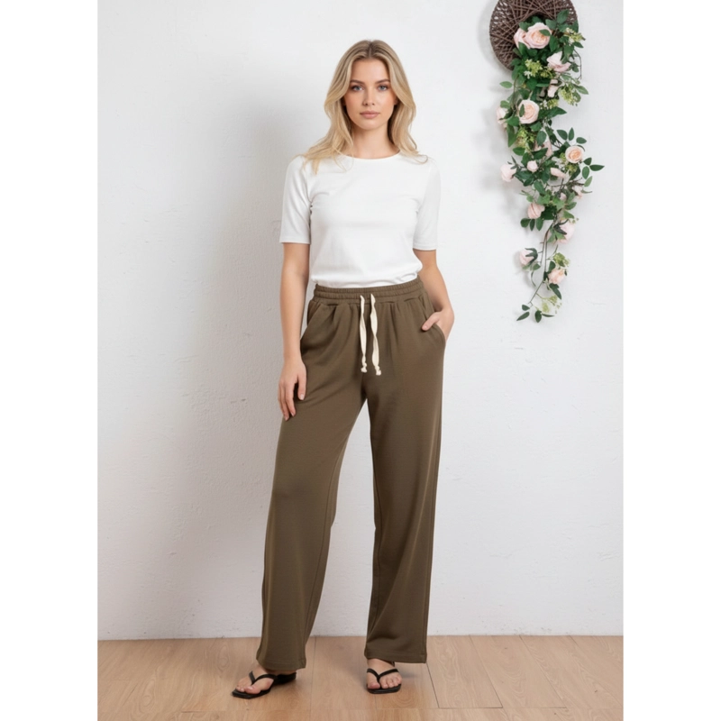 PANTALON MUJER RECTO CASUAL PRIMAVERA VERANO ALGODON TIRO ALTO 318 - 1