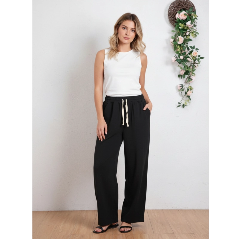 PANTALON MUJER RECTO CASUAL PRIMAVERA VERANO ALGODON TIRO ALTO 318 - 1