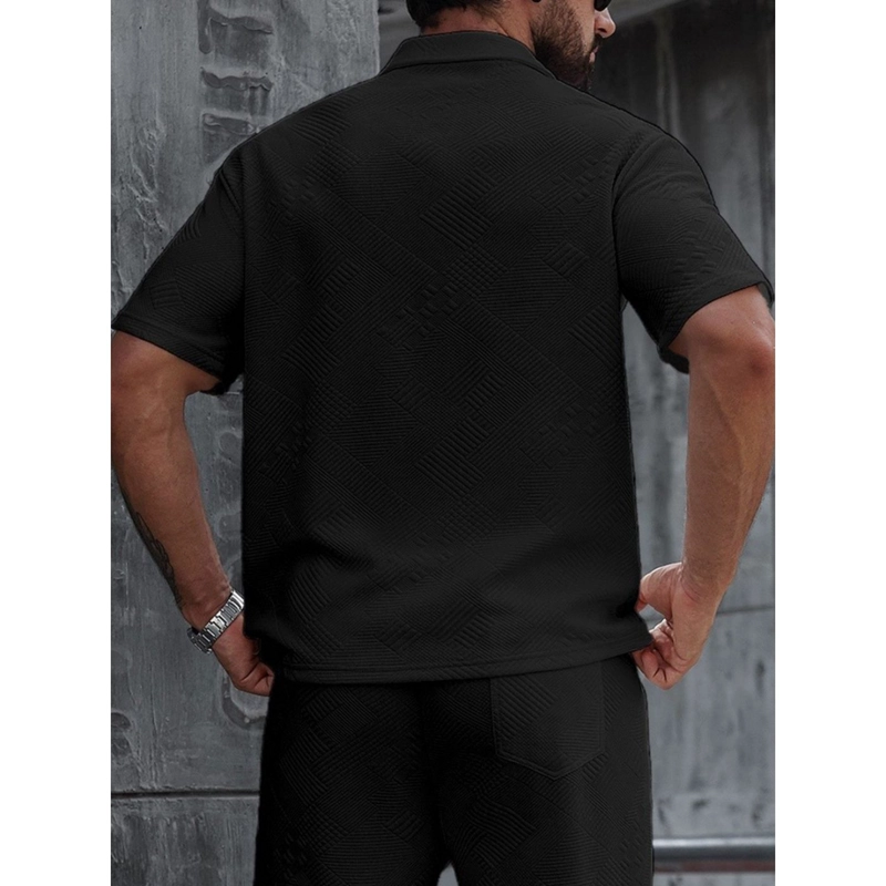 POLERA HOMBRE MANGA CORTA TEXTURA SUAVE CIERRE TENDENCIA 0273 - 2
