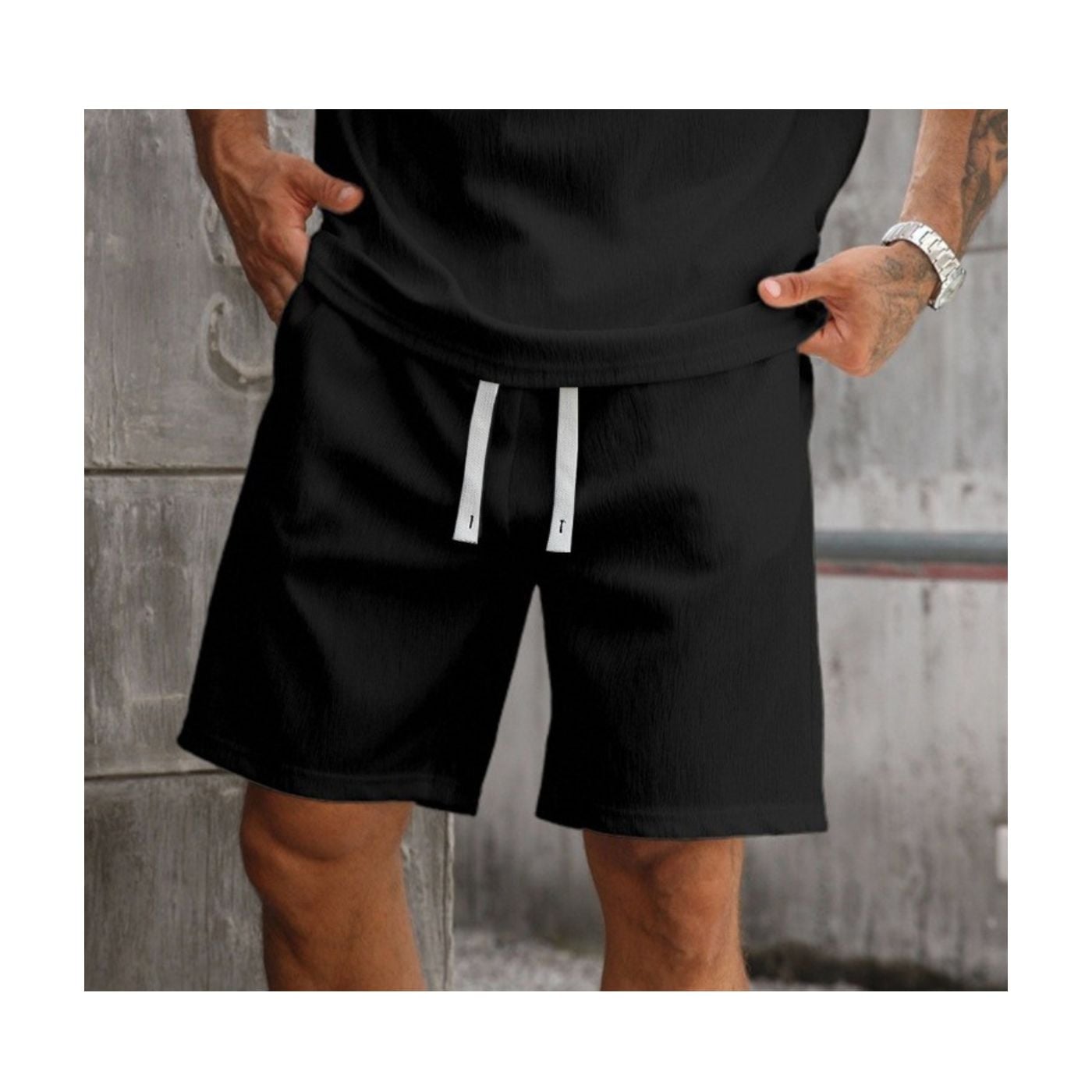 SHORT HOMBRE BERMUDA TIPO LINO TENDENCIA URBANA LISO 0266 - 2
