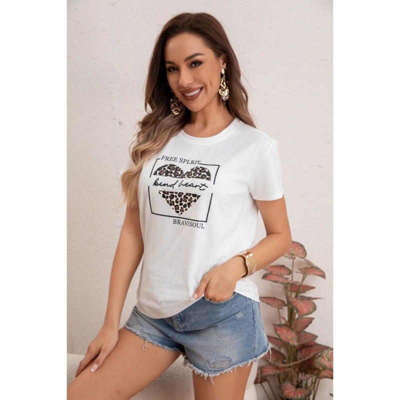 POLERA MUJER ALGODON MANGA CORTA DISEÑO CORAZON 0051 - 1