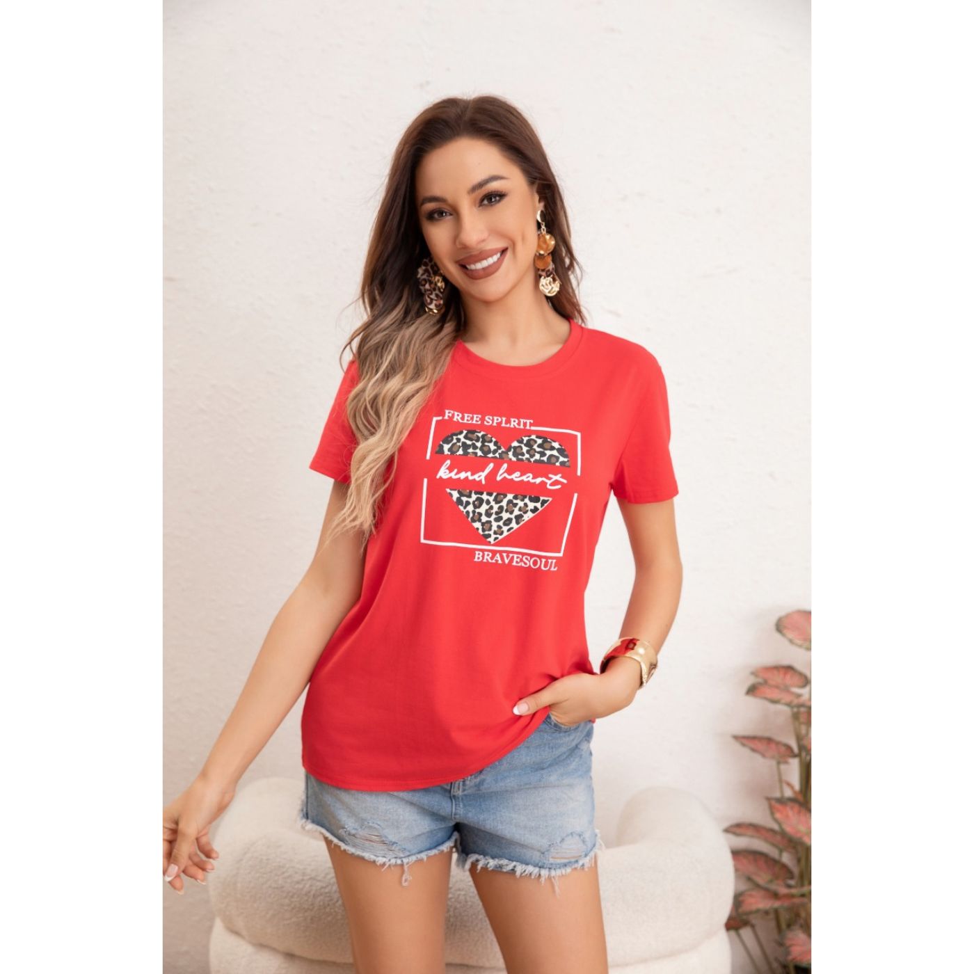 POLERA MUJER ALGODON MANGA CORTA DISEÑO CORAZON 0051 - 2