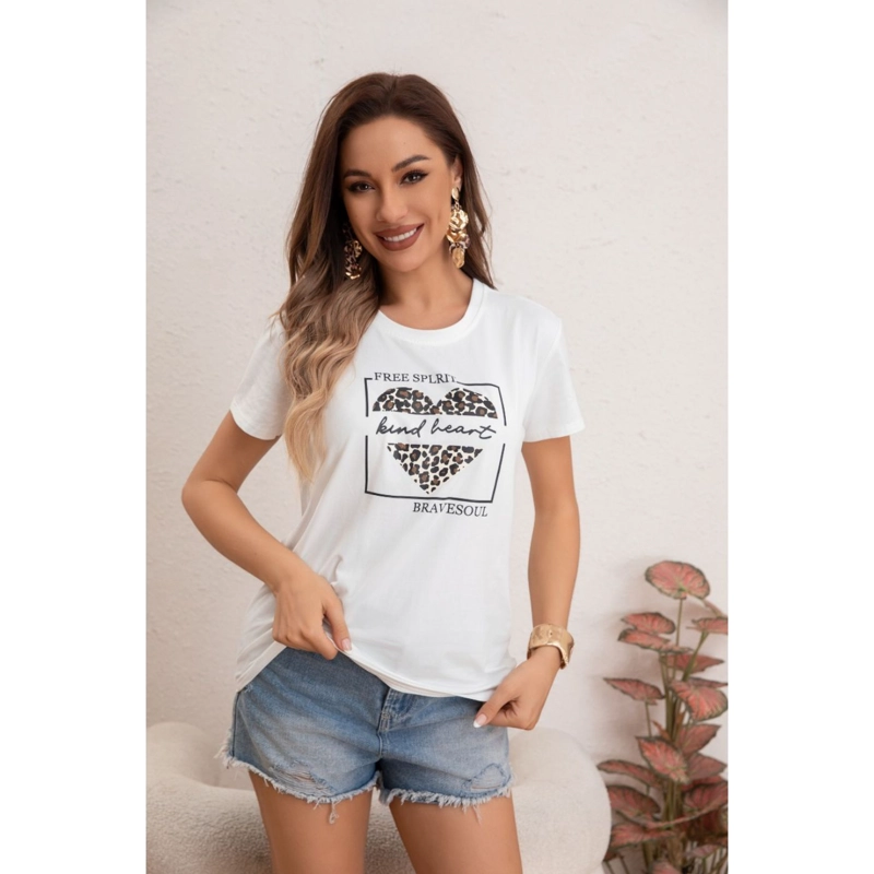 POLERA MUJER ALGODON MANGA CORTA DISEÑO CORAZON 0051 - 2
