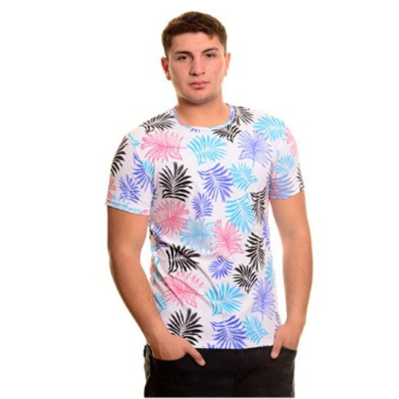 POLERA HOMBRE ALGODON MANGA CORTA CUELLO POLO DISEÑO HOJAS 6230 - 1