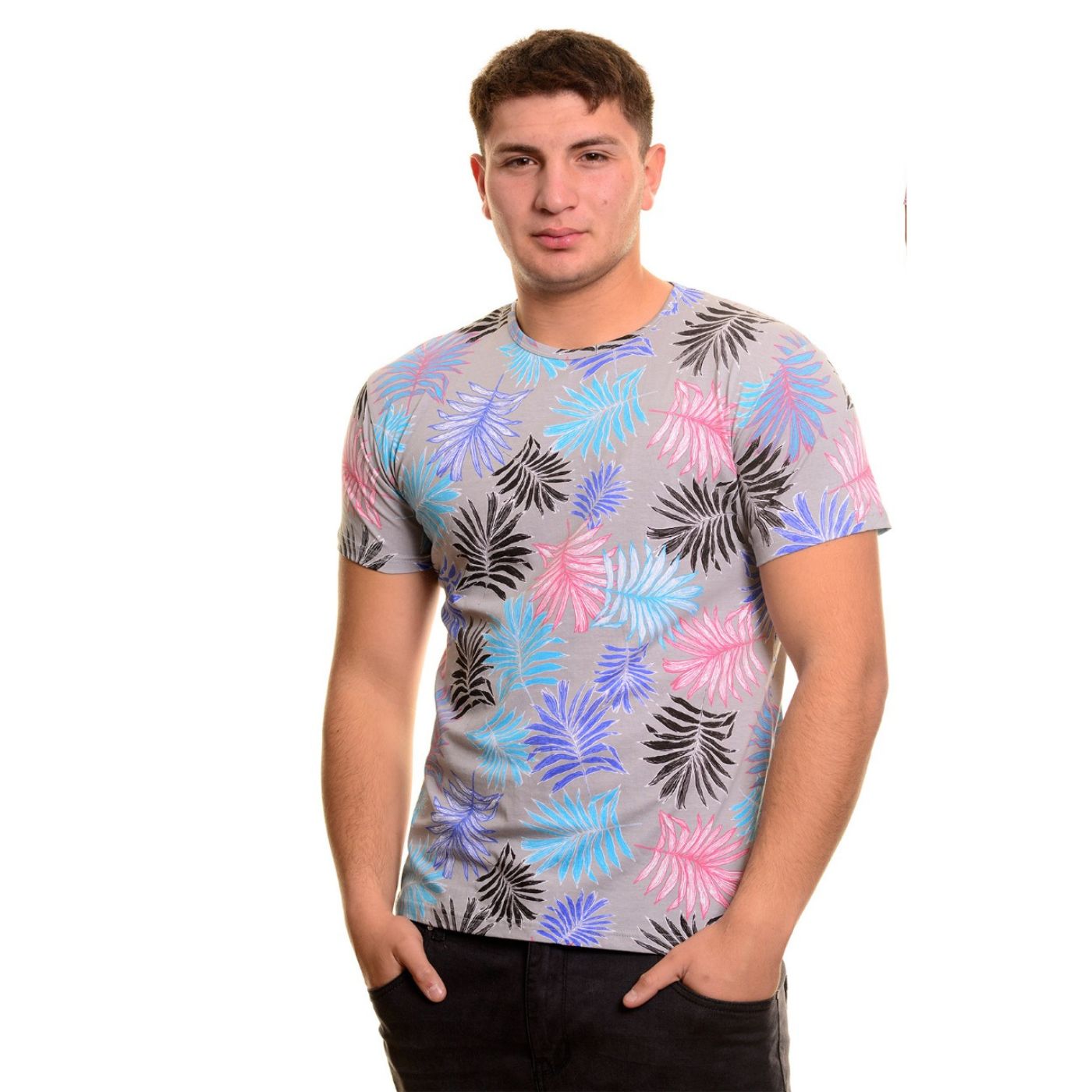 POLERA HOMBRE ALGODON MANGA CORTA CUELLO POLO DISEÑO HOJAS 6230 - 1