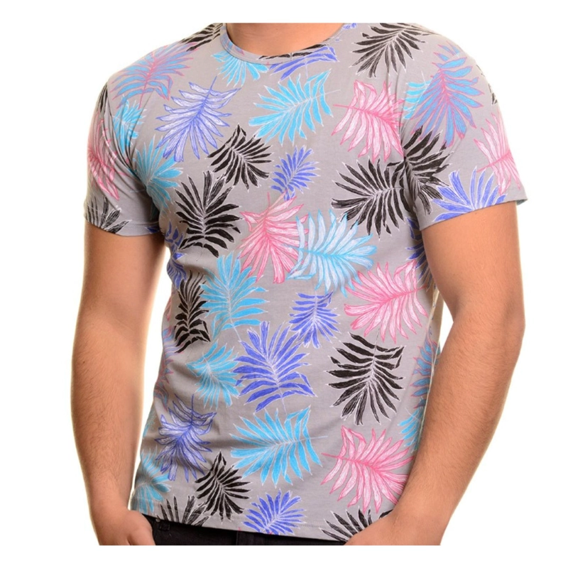 POLERA HOMBRE ALGODON MANGA CORTA CUELLO POLO DISEÑO HOJAS 6230 - 2