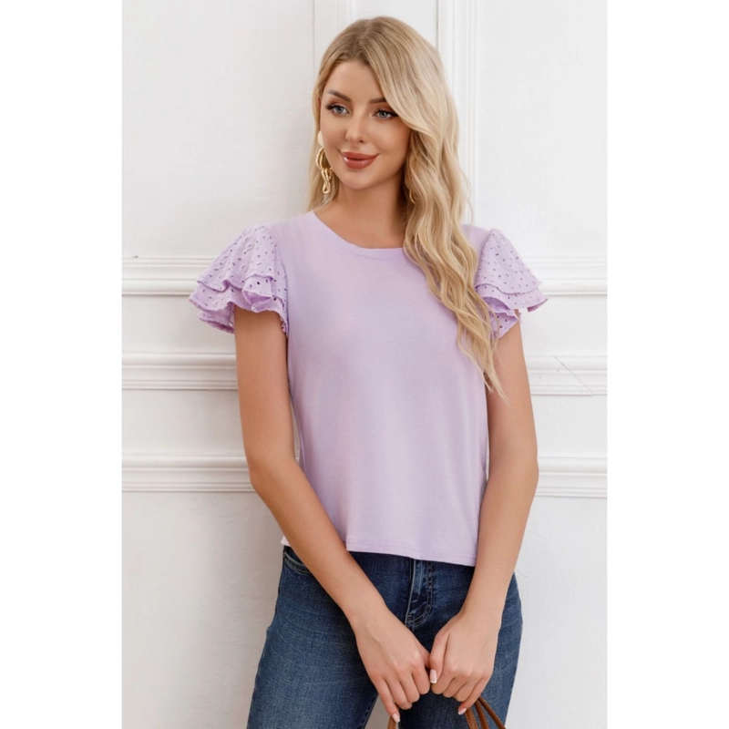POLERA MUJER ALGODON ELASTICADA MANGA CORTA BRODERIE 3316 - 2