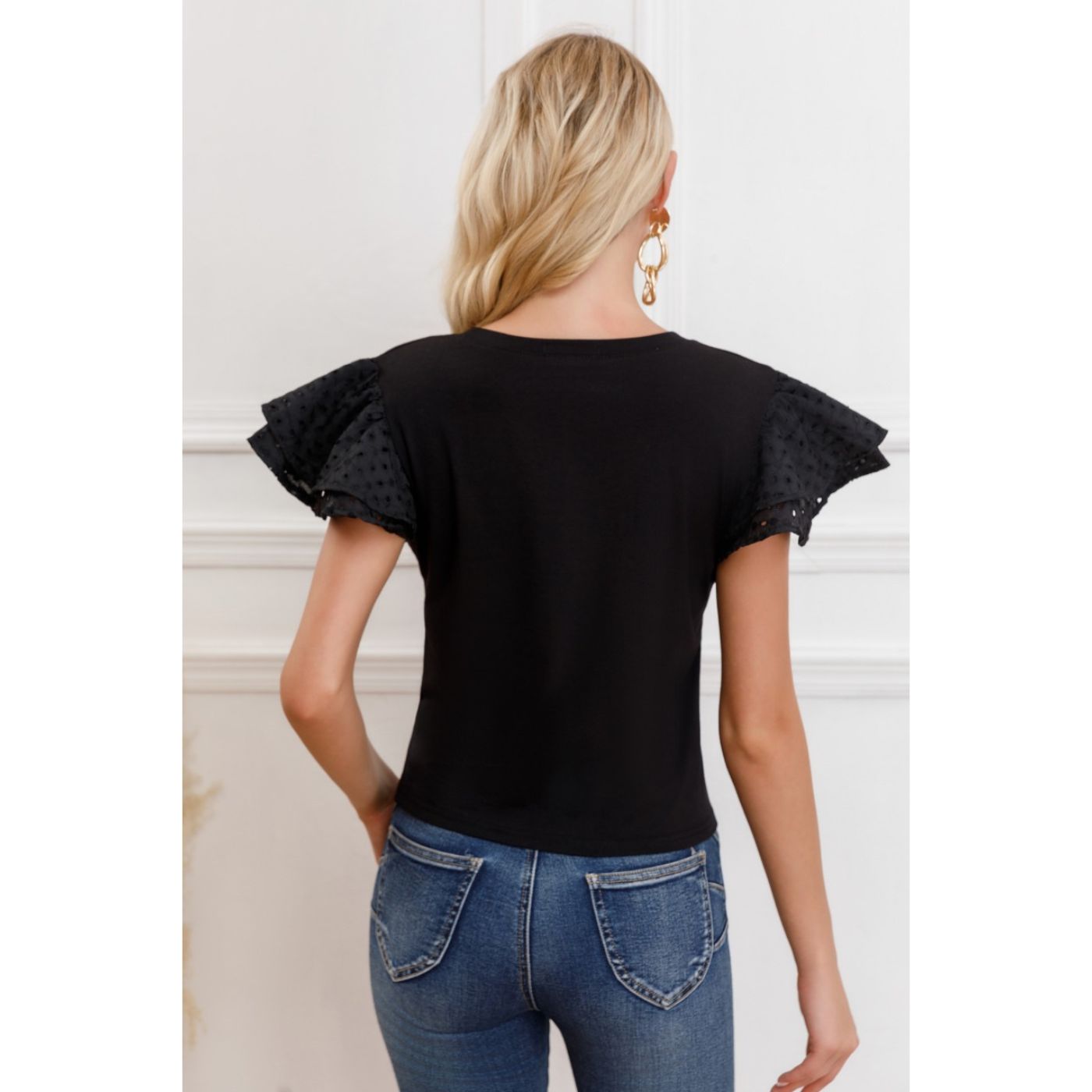 POLERA MUJER ALGODON ELASTICADA MANGA CORTA BRODERIE 3316 - 3