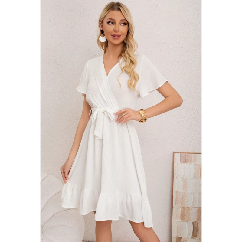 VESTIDO MIDI MUJER MANGA CORTA SEMI FORMAL LISO COLORES 3398 - 2