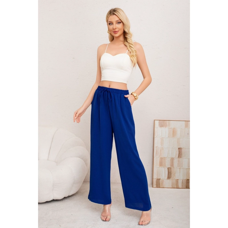 PANTALON PALAZZO ALGODON MUJER TIPO LINO BOTA ANCHA 3002 - 1
