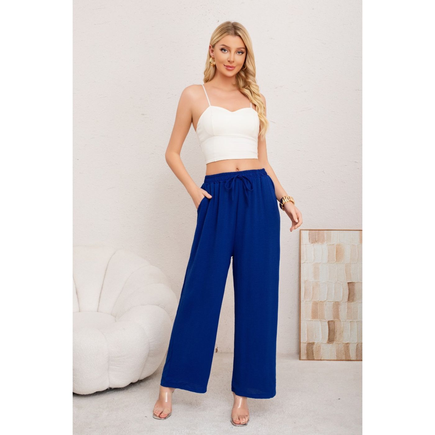PANTALON PALAZZO ALGODON MUJER TIPO LINO BOTA ANCHA 3002 - 3