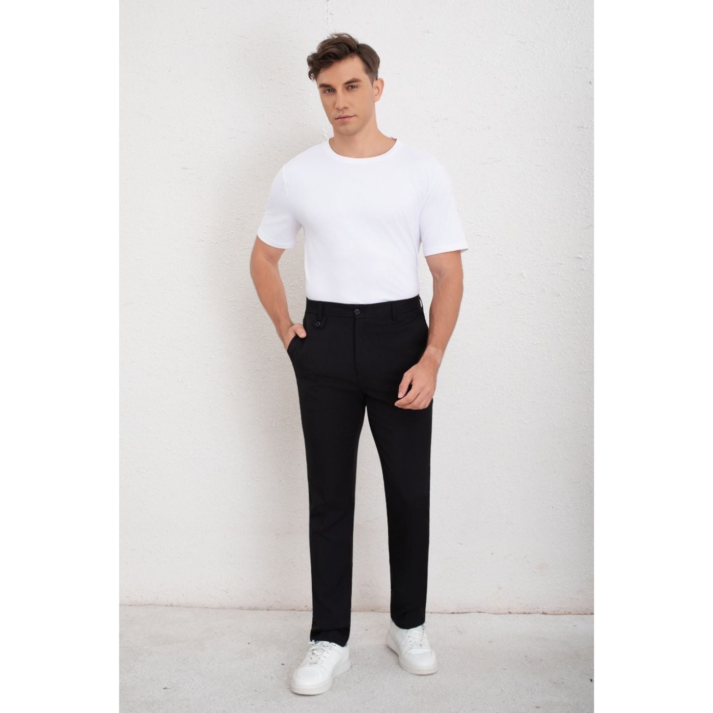 PANTALON DE VESTIR CLASICO HOMBRE FORMAL RECTO BOTON 6010 - 1
