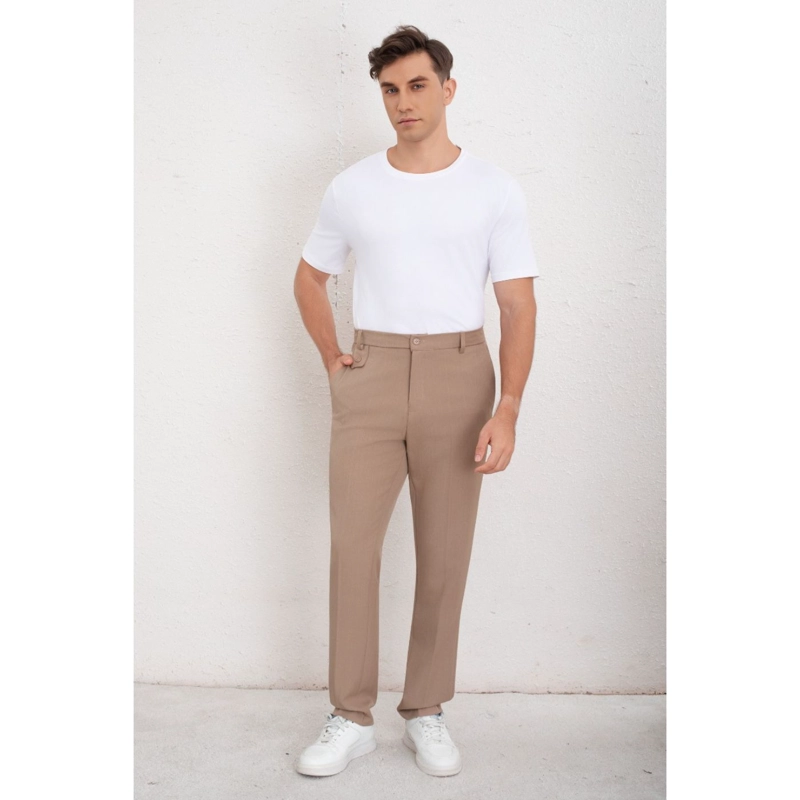 PANTALON DE VESTIR CLASICO HOMBRE FORMAL RECTO BOTON 6010 - 1