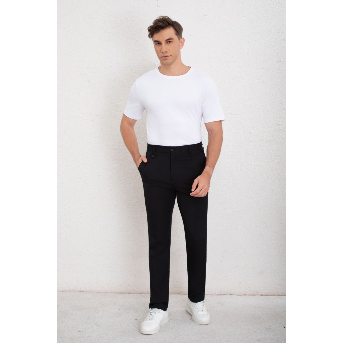 PANTALON DE VESTIR CLASICO HOMBRE FORMAL RECTO BOTON 6010 - 1