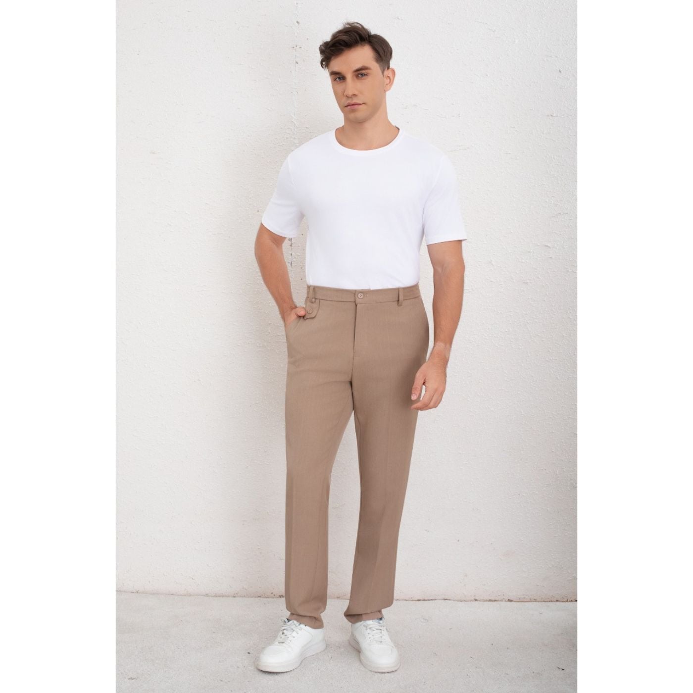 PANTALON DE VESTIR CLASICO HOMBRE FORMAL RECTO BOTON 6010 - 1