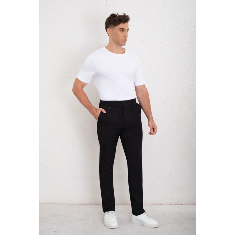 PANTALON DE VESTIR CLASICO HOMBRE FORMAL RECTO BOTON 6010 - 2