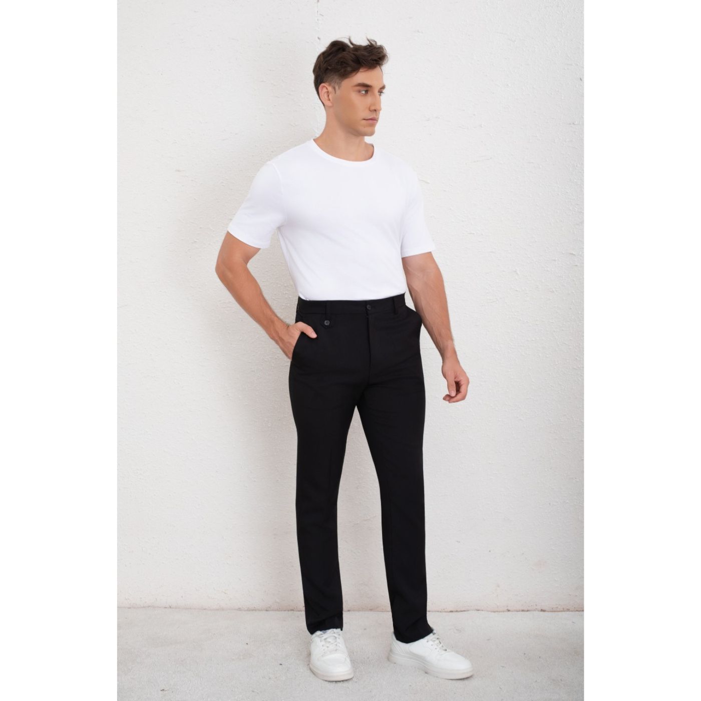 PANTALON DE VESTIR CLASICO HOMBRE FORMAL RECTO BOTON 6010 - 2