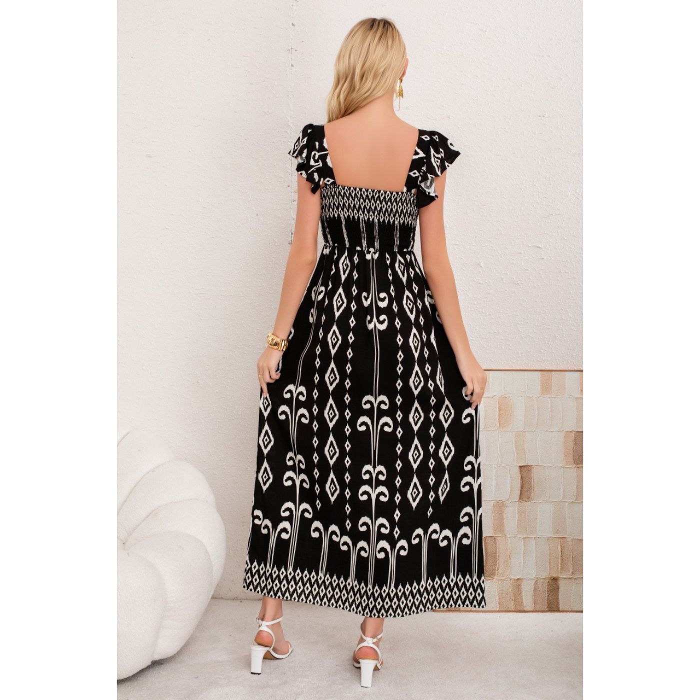 MAXI VESTIDO VERANO LARGO MUJER ESTAMPADO GEOMETRICO CASUAL 3362 - 3