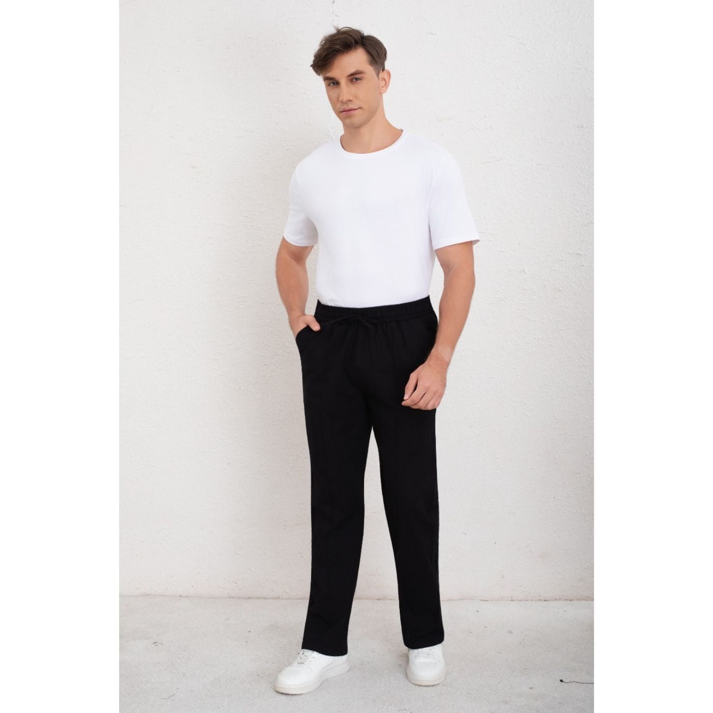 PANTALON DE VESTIR HOMBRE TIPO LINO CASUAL VERANO 7140 - 1