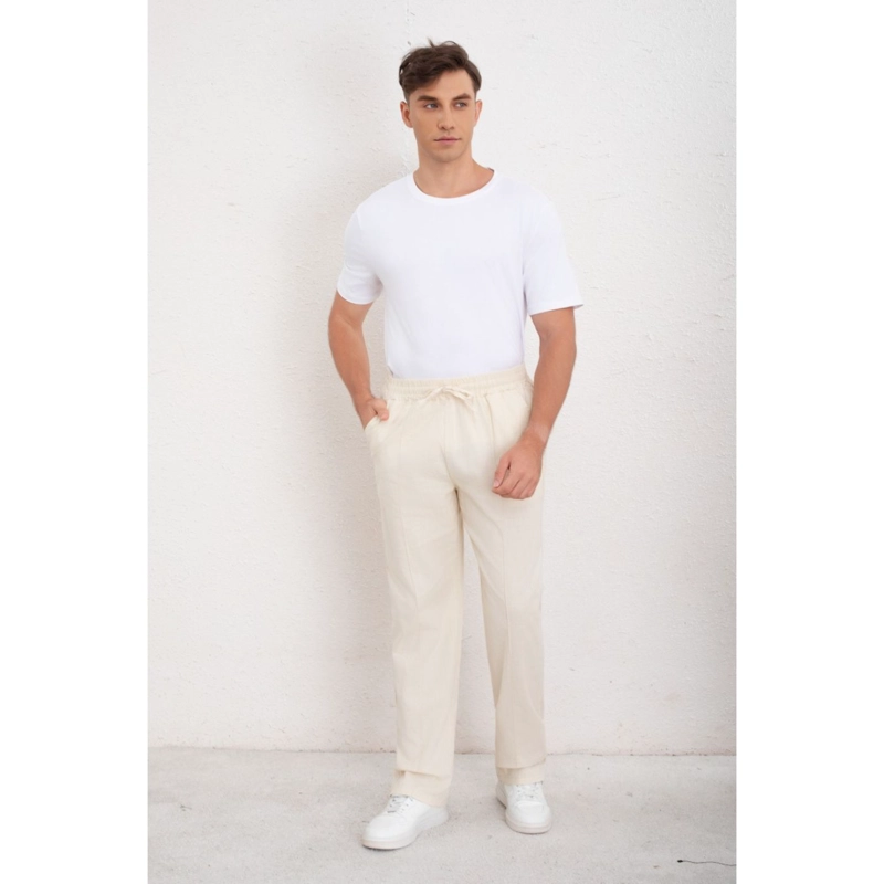 PANTALON DE VESTIR HOMBRE TIPO LINO CASUAL VERANO 7140 - 2