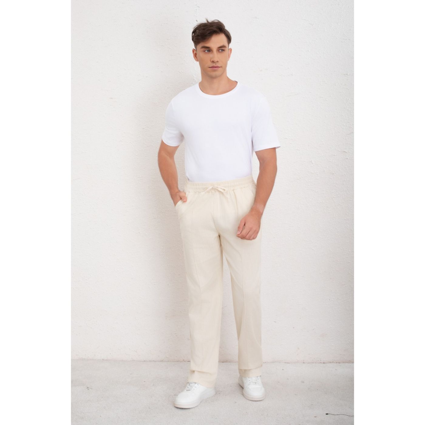 PANTALON DE VESTIR HOMBRE TIPO LINO CASUAL VERANO 7140 - 2