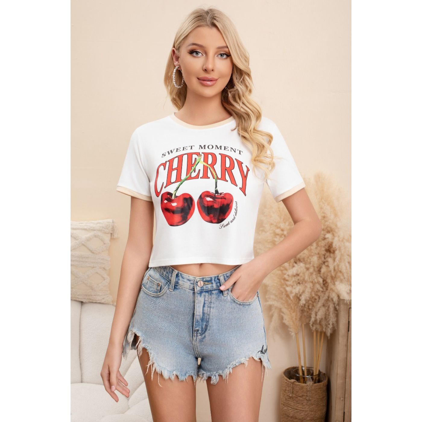 POLERA MUJER ALGODON CORTA TENDENCIA URBANA CHERRY 0068 - 2